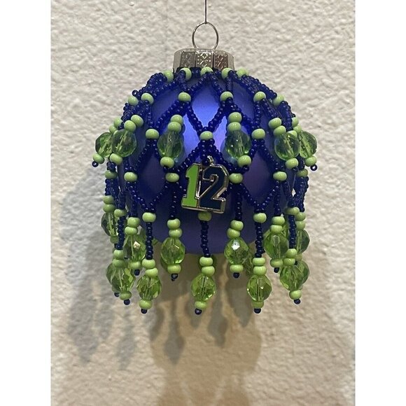 3 Seahawks Christmas Ornaments Bulbs Balls Beaded Net Beads Cover Fan #12 - Picture 10 of 12